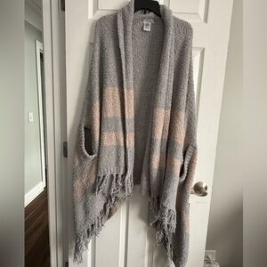 Barefoot Dreams Gray and Tan Women's Poncho One Size Plus